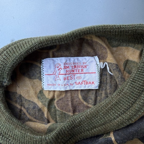 Vintage 70s Duck Camo SafTbak Raised Collar True Vintage T-shirt USA 19.5X26 - Picture 3 of 7